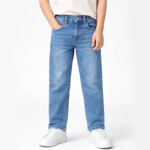 OEM ODM Kids Denim Jeans Boys Light Blue Straight Fit Casual Breathable Eco-Friendly Garment Dyed Cotton Washed Pants Custom
