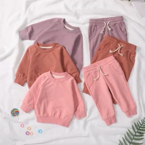 OEM ODM Kids Sport 2pcs Clothing Set Baby Boys Girls Hoodies&Sweatshirts Custom Logo Children Jogger Clothes Set