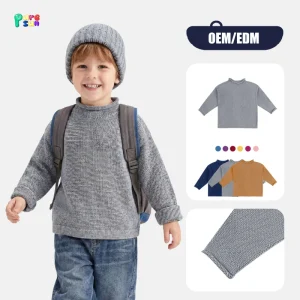 OEM ODM Roll Neck Long Sleeve Solid Color Thread Knit CPC Soft Warm Winter Custom Boys Pullover Sweaters