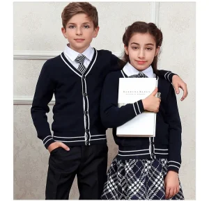 OEM ODM School Uniform Cardigan Sweater for Kids Boys Girls School Sweater Unisex