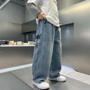 OEM ODM Trendy Long Straight Leg Casual Jeans for Boys Toddlers & Kids Denim Children’s Spring & Autumn Clothes for Kids