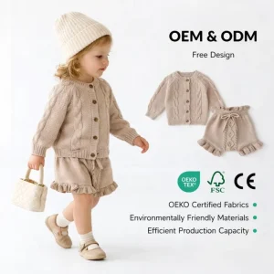 OEM ODM Winter Toddler Girls Cotton Knit Sweater Cardigan Infant Unisex Knitwear Custom Newborn Baby Clothes