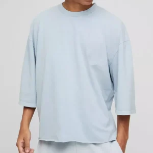 OEM Oversized Printed Men’s Flare Sleeve T-Shirt 100% Cotton 260g Heavyweight Washed Boy Style Short Length Apparel