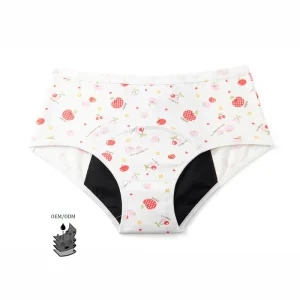 OEM Print Youth Girls 4 Layers Absorbent Menstrual Underwear Cotton Culottes Menstruelles Teen Period Panties