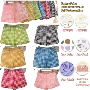 OEM Service Manufacturer Summer Baby Infant Clothes Kids Plaid Toddler Boys Girls Shorts