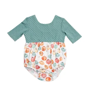 OEM Summer Jumpsuits for Girls Kids Polka Dots Cotton Halloween Pumpkin Rompers Knitted Fabric with Snap Button Closure