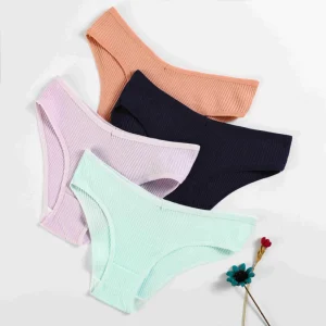 OEM Women’s V Shape Cotton Underwear Briefs Low Waist Double Crotch Breathable Panties for Teen Girls Woman