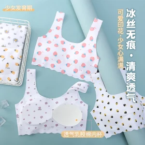 One Piece Ice Silk Traceless Student Underwear Developing Children’s Thin Breast Pad Girl’s Vest Junior Middle School Girl’s Bra