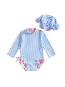 One Piece Swimsuit for Little Girls 0 3Year Children’s Sunscreen Toddler Baby Girls Swimwear