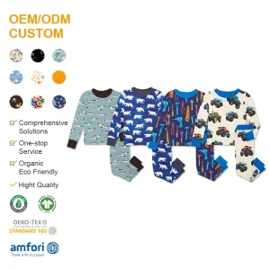 Organic Bamboo Kids Pajamas Boys Slpeepwears Night Clothes for Kids Custom Children Pyjamas Eco Friendly Kids Lounge Wear