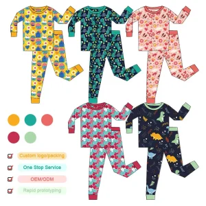 Organic Bamboo Kids Pajamas Sustainable Kids Pyjamas Custom Children’s Pajama Set Kids Clothing Boys Sleepwears Kids Loungewear