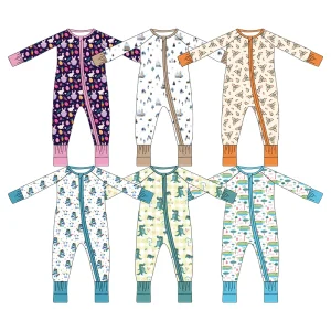 Organic Bamboo Romper Baby Sleeping Onesie Sustainable Baby Sleep Suits Custom Sleepwear for Newborns Sleeper Baby Clothes
