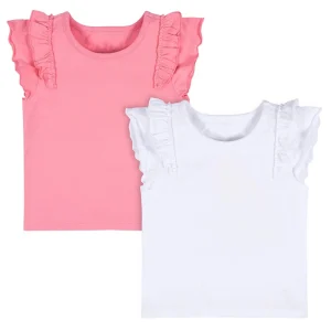 Organic Children’s Cotton Shirts Ruffle Sleeve Children’s T Shirt Girl Custom Kids Girls Shirts Children Clothes Kids Tops