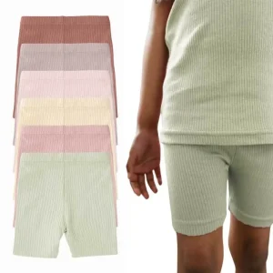 Organic Cotton Baby Solid Color Ribbed Shorts Skin Friendly Infant Casual Short Pants Ready Stock