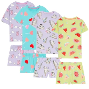 Organic Cotton Children Pajamas Sustainable Toddler Girls Sleepwear Kids Pjs Short Sleeve Kids Sleepwear Custom Kids Clothes