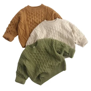 Organic Cotton Kids Knitwear Custom Kids Sweaters Boys Pullover Sustainable Children’s Jumpers Winter Chunky Knit Kids Sweater