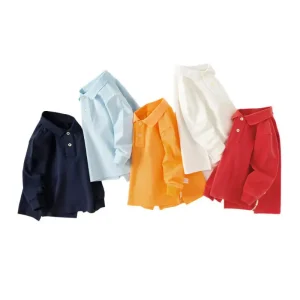 Organic Cotton Kids Polo Shirt Boys Cotton Formal Polo Collar Shirt Tops Long Sleeve Kids Tshirt Custom Kids Top Polo Knit