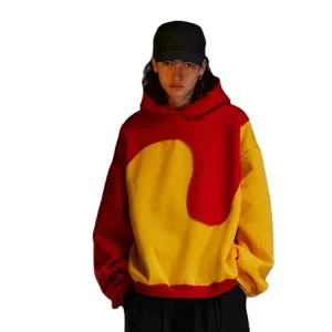 Oversized Boy Cotton Two Tone Paneled Men Hoodie Sweatshirts