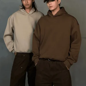 Oversized Hoodie Boys Pullover No Drawstring Side Pocket Air Layer Fabric Smooth 500 Gsm Heavyweight Hoodie