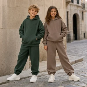 Oversized Kids Hoodie Set Custom Logo OEM Boys Girls Fleece Hoodie Jogger Tracksuit Children Sweatsuit 2-10Y Autumn