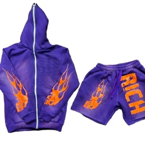 Oversized Sweatshirt Set Acid Wash Sun Faded Zip up Hoodie and Shorts Set Boys Outfits