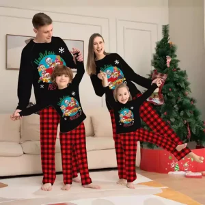Parent child Winter Breathable Home Wear Women Men Baby Girls Boys Kid Dog Sleepwear Long Sleeve Family Christmas Pajamas Set
