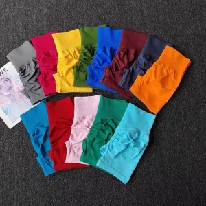 Peach Hot Girls Yoga Shorts High Waist Knitted Pressure Running Sport Elastic Belly Lifting Scrunch Butt Yoga Shorts