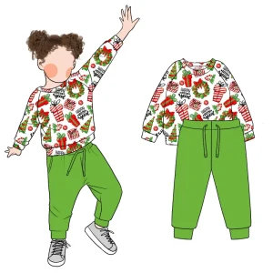 Personality Simple Boy and Girls Winter Sweater 2pc Set Long Sleeved Pants Sweatershirt Drawstring Pants Set