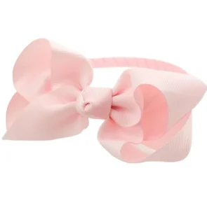 Pink Grosgrain Sweet Sporty Ribbon Hair Bow with Headband for Kids