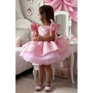 Pink Kids Girls’ Party Dress Birthday Baby Girl Outfit Elegant Princess Flower Children Dresses Kids Girls’ Wear 2-12 Years