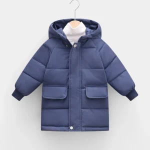 Plain Color Unisex Kids Girls Boys Winter Coat Jacket