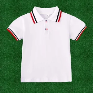 Plain Short Sleeve Kids Polo T Shirt Customized 100% Cotton Polo Shirts with Embroidery Logo