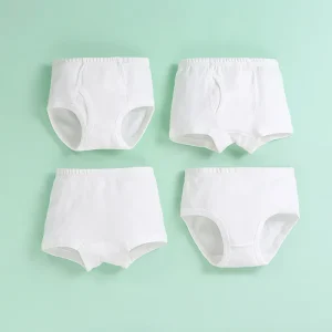 Plain White Pure 100%Cotton Solid Color Breathable Simple Briefs Girl’s Kids Panties Student Underpants Cotton for Children