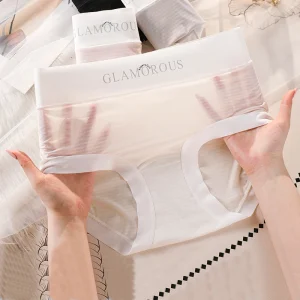 Plus Size High Waist Breathable Women’s Panties Ultra-thin Ice Silk Girls Underwear Seamless Comfortable Fastness Women Briefs