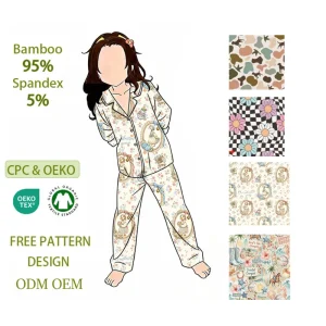 Plus Size Kids Nightwear Bamboo Pajama Set Cute Print Children Sleepwear for Girls and Boys