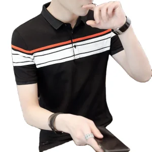 Plus Size Men’s T-shirts Korean School Style Teenage Boy Polo Shirts Men Polo Tops Turn-down Collar T-shirts