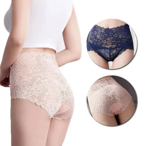 Plus Size RTS Thongs High Rise Lace Women Briefs Polyamide Girls Lingerie Panties Hollow Transparent Women Underwear