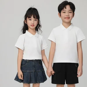 Polo Children’s Shirt Children’s Uniform Polo Shirt White 100% Cotton Boys’ T shirt