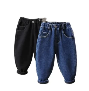 Polyester/Cotton Straight Washed Baby Boy Jeans Quick Dry Breathable Full Length Fall Winter Pants