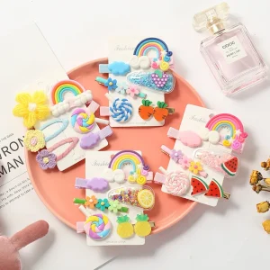 Popular 6pcs set Lovely Custom Children Rainbow Hair Clip Korean Hairpins Women for Cute Kids Baby Girls Accessories