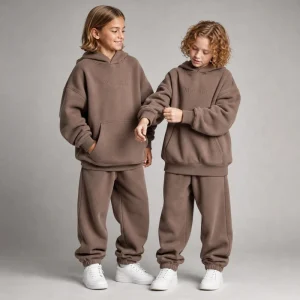 Premium Autumn Oversized Kids Hoodie Jogger Set OEM Logo Cotton Fleece Tracksuit Boys Girls Customized Boutique