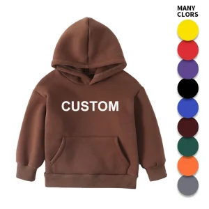 Premium Plain Casual Kids Unisex Knitted Hoodies Blank Custom Logo Private Label Toddler Sports Fleece Pullover for Boys