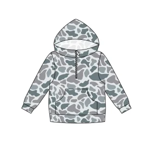 Preorder BT1849MZ Children Long Sleeves Zipper Pocket Hoodie Shirt Toddler Kids Baby Boy Tops Grey Camo Clothes