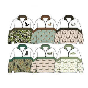 Preorder Baby Boys Fall Mallard Ducks Quarter Zip Long Sleeve Soft Stretchy Camouflage Shirts Pullovers Tops