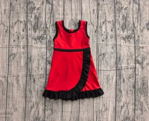 Preorder GSD4146MZ Toddler Baby Girl Black Ruffle Dress Shorts Yoga Active Kids Girls Children Red Clothes