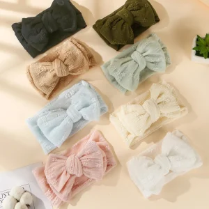 Pretty Double Layer Bow Lace Mesh Baby Headband Lightweight Breathable Elastic Hairband Fashion Hair Decor for Infant Girls