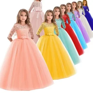 Princess Dress for Girls Evening Formal Gowns Birthday Wedding Flower Child Tutu Dress for Babies