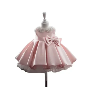 Princess Flower Girl Knee Length Embroidery Summer Wedding Birthday Party Kids Dress for Girls