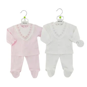 Princess Style 2 Pieces Lace Baby Girl Clothes Set 100% Cotton Baby Clothes Top and Pants Set