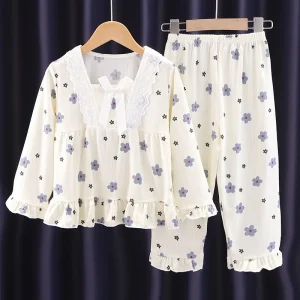 Princess style children’s sleepwear long sleeved spring and autumn cute baby girl home suit